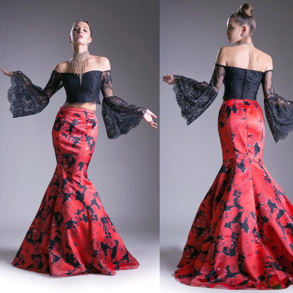 NWT [Cinderella Devine] red floral mermaid dress